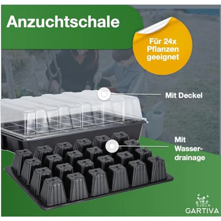 Gartiva® Anzuchtgewächshaus 27 x 19 cm Set - Mini Zimmergewächshaus mit Anzuchtkasten & Anzuchtschale für Pflanzen zur Anzucht – Bild 3