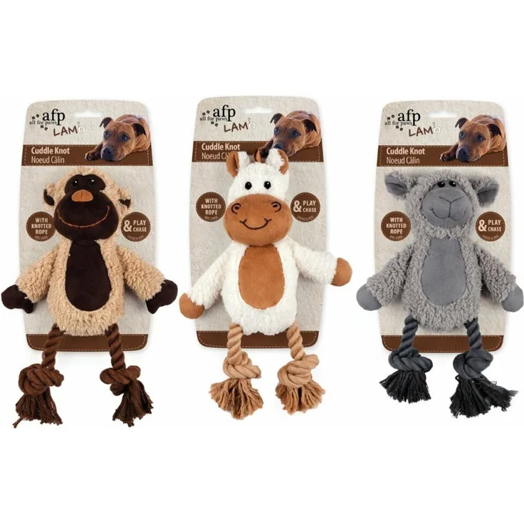 all for paws Tierkuscheltier AFP Lambswool-Cuddle Knot, Spielzeug für Hunde mit Quietscher, sortiert
