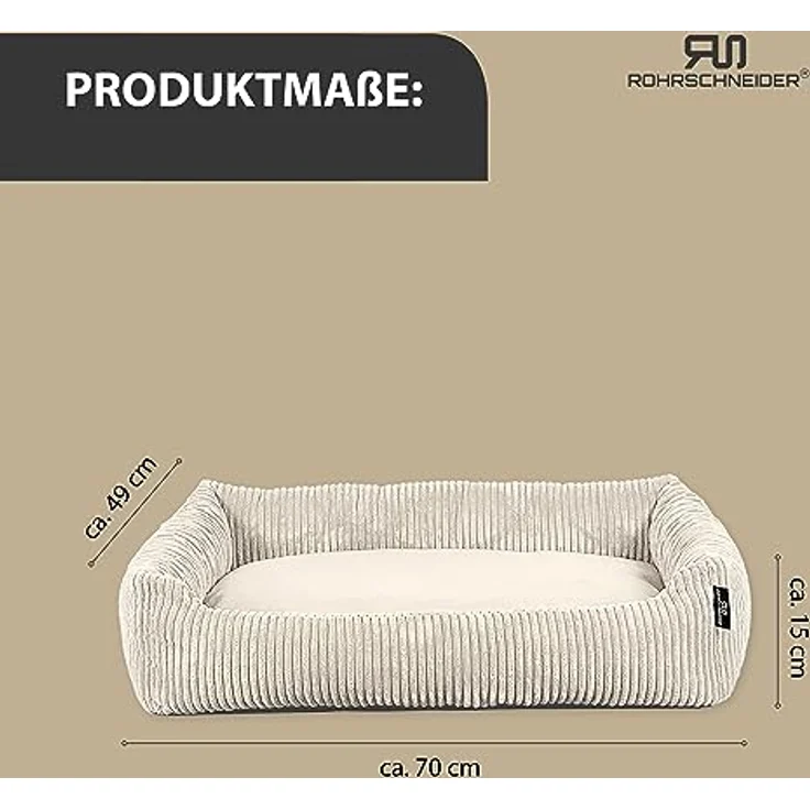Rohrschneider Katzenbett Cordstoff mit Spielkugelset (Beige, breiter Cordstoff) – Bild 3