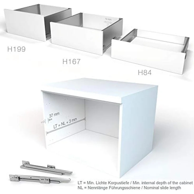SOTECH JUNKER SLIM Schubkastensystem, anthrazit, Höhe 199 mm, Länge 550 mm, Belastbarkeit 40 kg, Soft Close – Bild 3