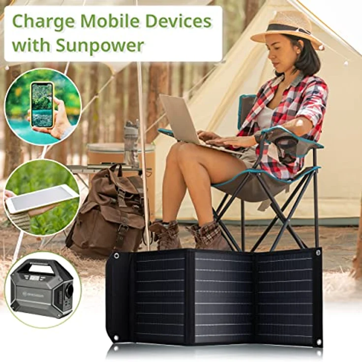 Bresser Mobiles Solarpanel 40W, staub- und wasserabweisend, 3x USB-Ausgänge für Smartphones & Tablets, schwarz – Bild 3