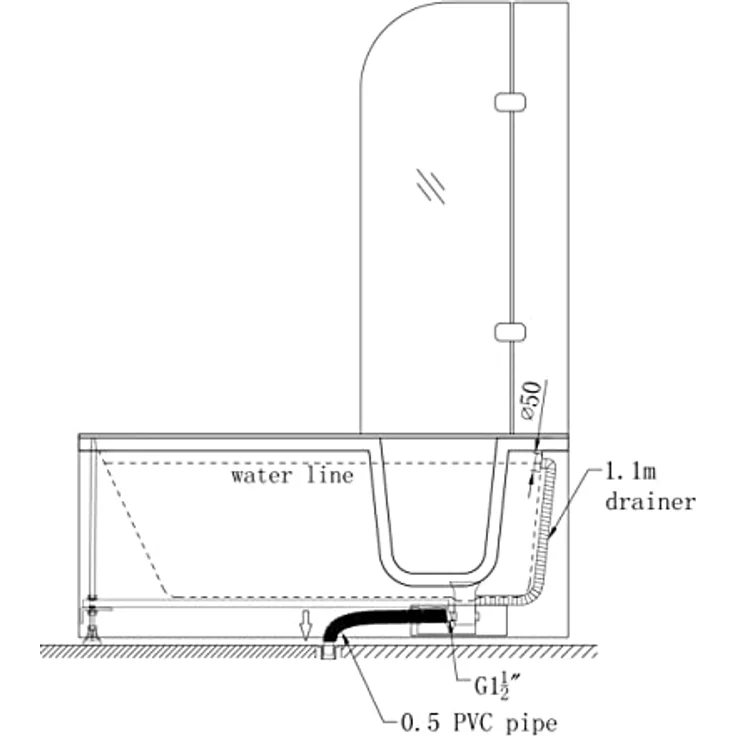 Sanotechnik Badewanne Paros, mit Tür, rechteckig, weiß, 170 cm, Acryl – Bild 4