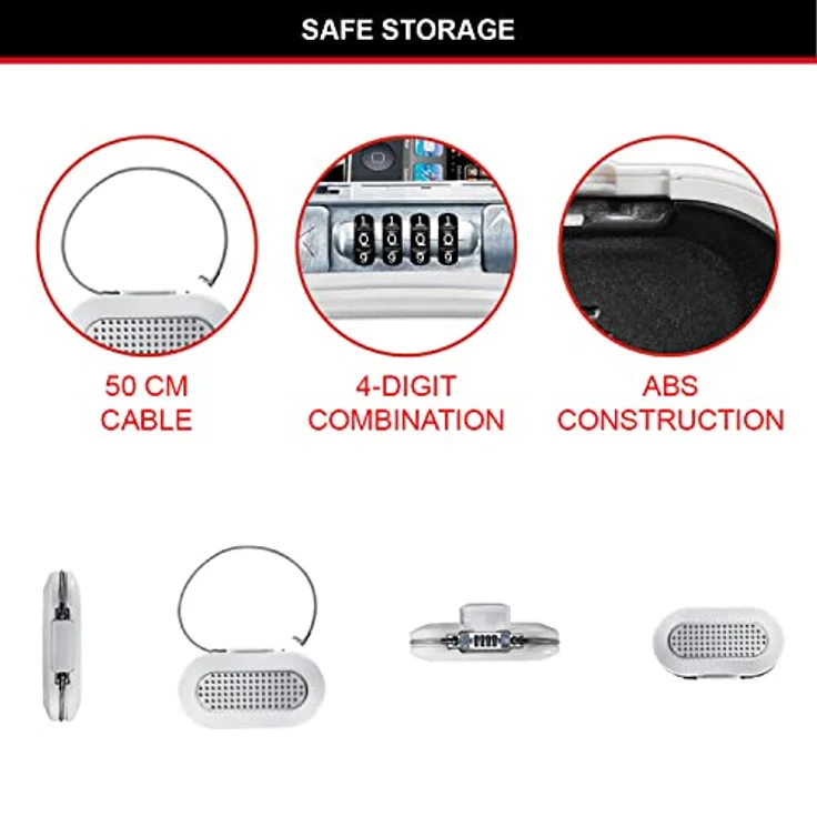 MASTER LOCK Tragbarer Tresor [Zahlenschloss] [mit Kabel] [Weiß] 5900EURDWHT – Sichern Sie Ihre Wertgegenstände auf Reisen – Bild 4