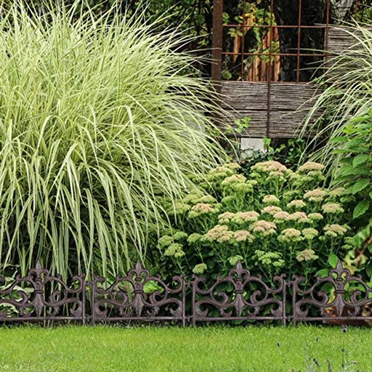 Relaxdays Beetzaun, Gusseisen, Vintage Design, einzeln, erweiterbar, Erdspieß, dekorativer Steckzaun, HxB 27x27cm, braun – Bild 2