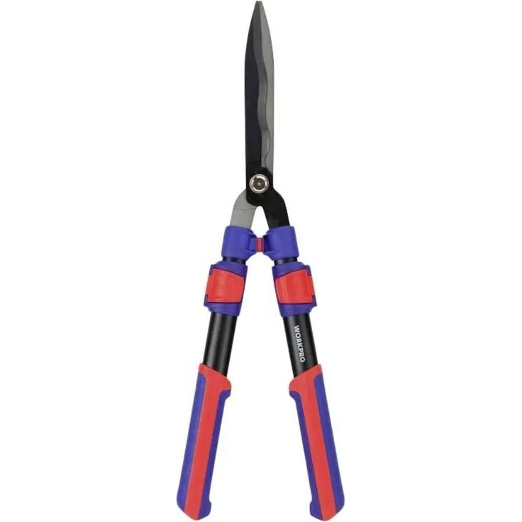 WorkPro Akku-Heckenschere mit gewellten Klingen, präzise Schnitte, grün