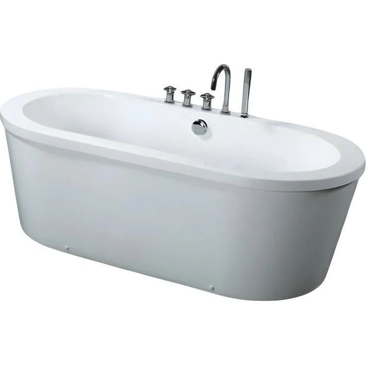 Xlmoebel freistehende Badewanne XLMOEBEL, ovale Acryl-Badewanne in Weiß mit zentraler Ablaufposition, 180 cm Länge, Made in Europa