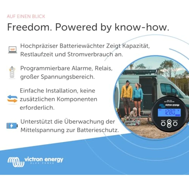 Victron Energy BMV-702 Batteriemonitor schwarz, Multifunktionsgerät mit zusätzlichem Spannungseingang und Restlaufanzeige – Bild 2