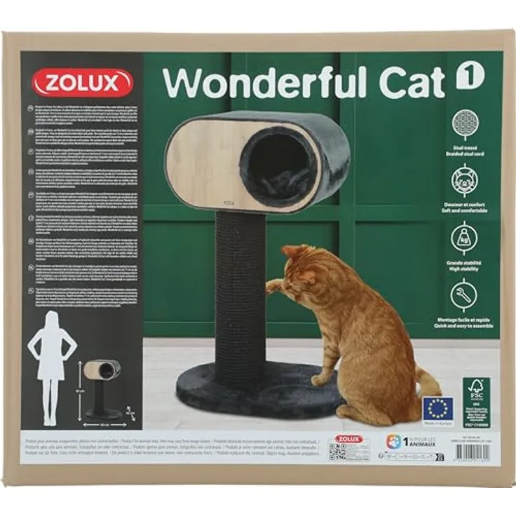 Zolux Kratzbaum Wonderful Cat Farbe beige - Katzenkratzbaum - 60 x 42 5 x 92cm (92 cm, Beige), Katzenbaum