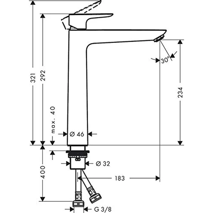 hansgrohe Talis E Waschtisch-Einhebelmischer, Armatur mit Comfort-Zone 240 und QuickClean Antikalksystem – Bild 3