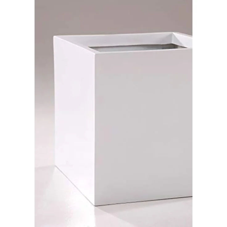 VIVANNO Pflanzkübel Pflanzgefäß Blumenkübel Fiberglas weiß matt Block - 40x40x40 cm – Bild 5