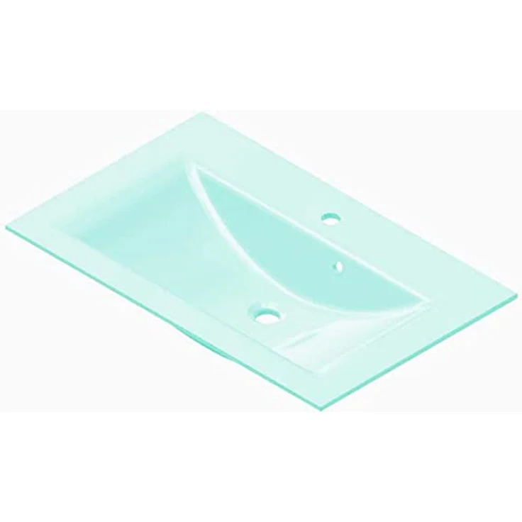 Fackelmann Glasbecken, Waschtisch aus Glas 80 x 14,5 x 50 cm, fürs Badezimmer und WC, mintgrün – Bild 2