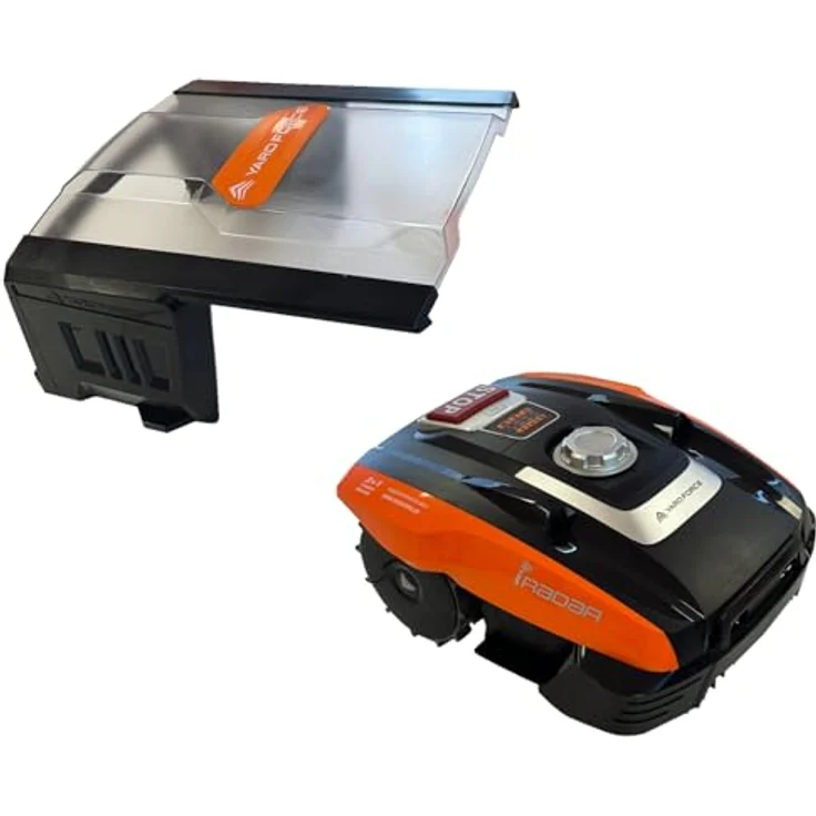 Yardforce Rasenmähroboter Compact 300RBS, für Rasenflächen bis 300 m², 5-stufige Schnitthöhenverstellung, Bluetooth-Steuerung, mulcht und schützt in Mähroboter-Garage orange-schwarz – Bild 4