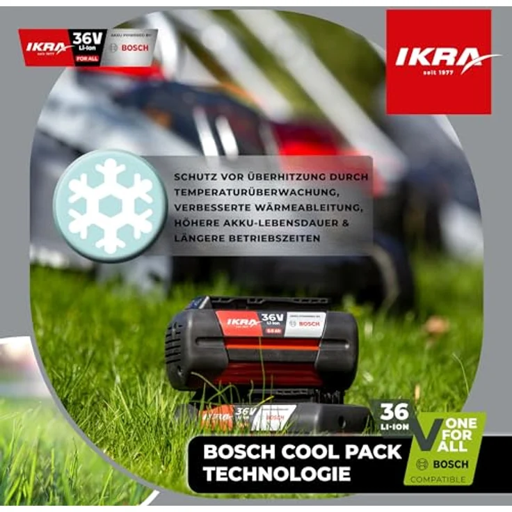 IKRA 36 V Li-Ion Akku 6,0 Ah, kompatibel mit allen 36V BOSCH Geräten, mit COOLPACK-Technologie und LED-Ladezustandsanzeige – Bild 7