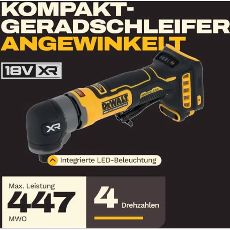 DEWALT 18V XR Akku-Winkelschleifer DCG421N-XJ, bürstenlos, kompakt, mit LED-Arbeitslicht und hoher Drehzahlregulierung – Bild 3