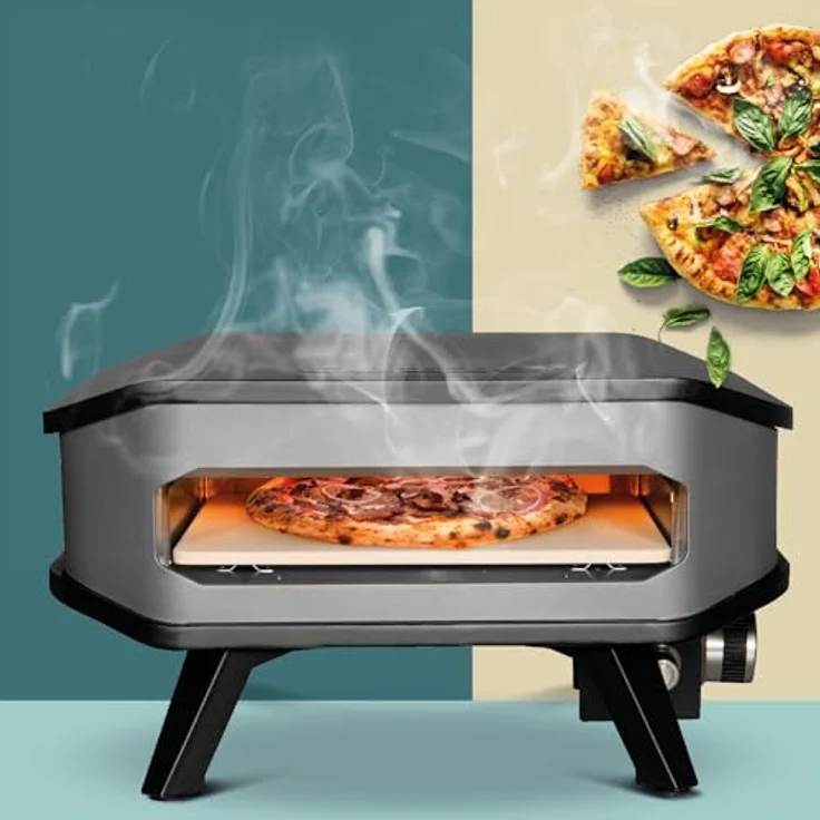 COZZE Gas-Pizzaofen 13" mit Backtemperatur bis 400°C, tragbar, inkl. Pizzastein, Grillfläche 34 x 34 cm – Bild 6