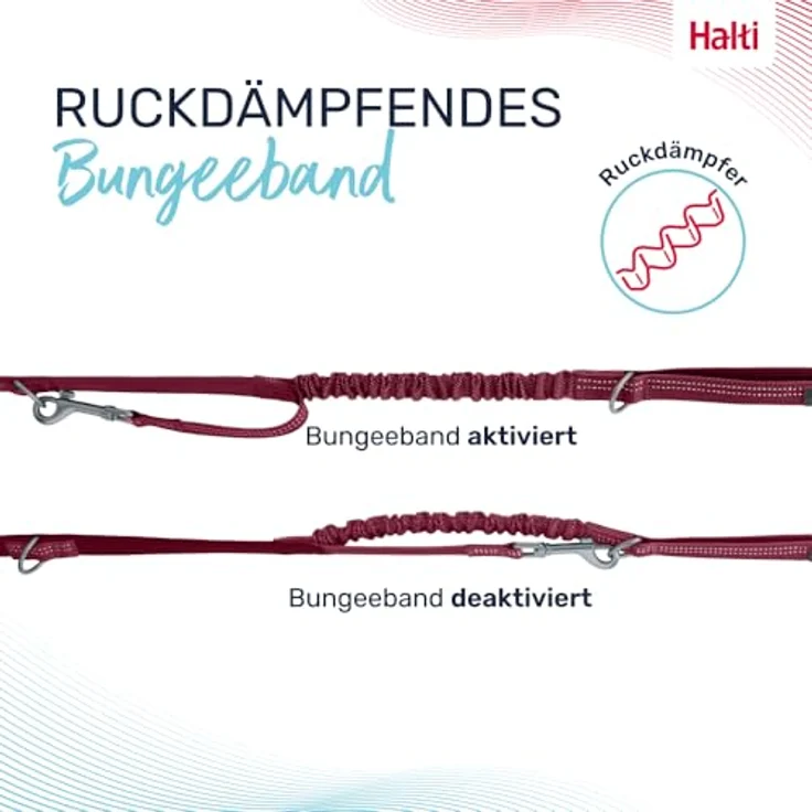 Company of Animals HALTI Anatomy Multifunktionsleine mit Ruckdämpfer, Doppelführleine für Welpen bis 25 kg, reflektierend, Größe S, Magenta – Bild 3
