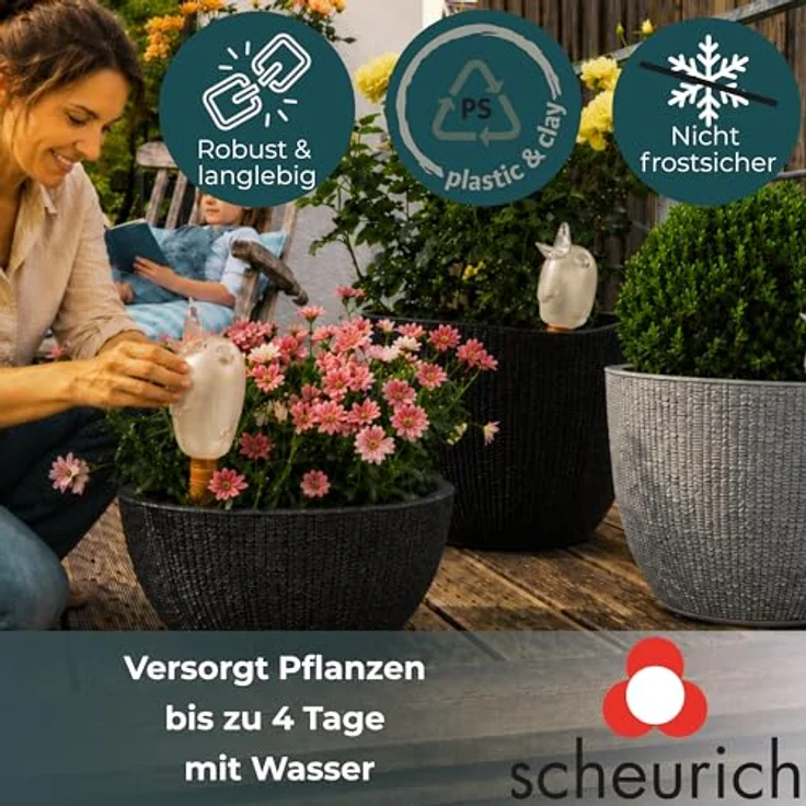 4er-Set Bewässerungskugel Wasserspender Bördy L in transparent - H20cm-220ml - Scheurich – Bild 7