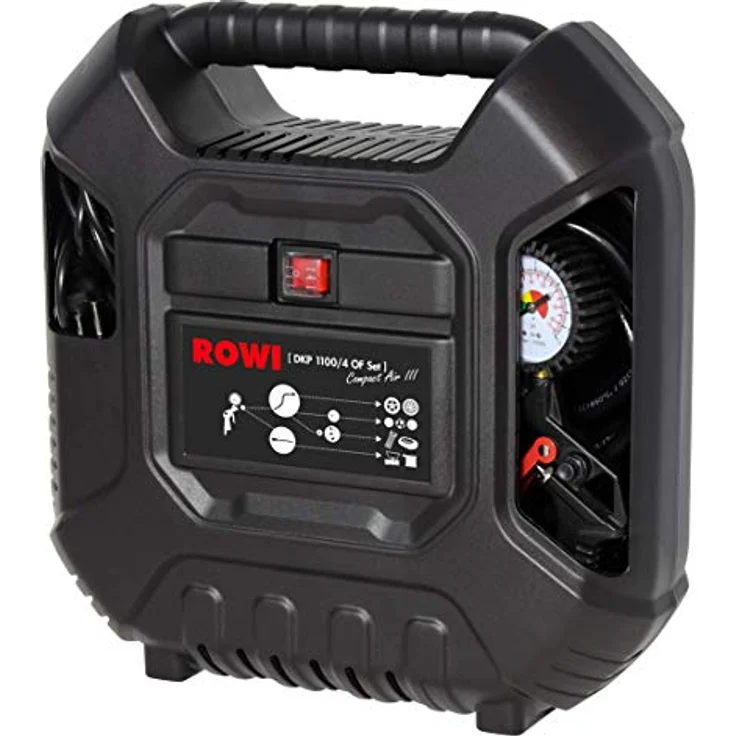ROWI Koffer-Kompressor DKP 1100/4 OF Set Compact Air III (1100 Watt, max. 8 bar, 180 L/min Ansaugleistung, GS geprüft) – Bild 2