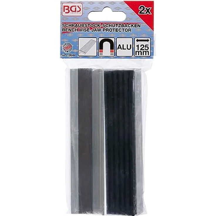 BGS 3044 | Schraubstock-Schutzbacken | 2-tlg. | Aluminium | Breite 125 mm | mit Magnet | Alu | Schonbacken – Bild 5