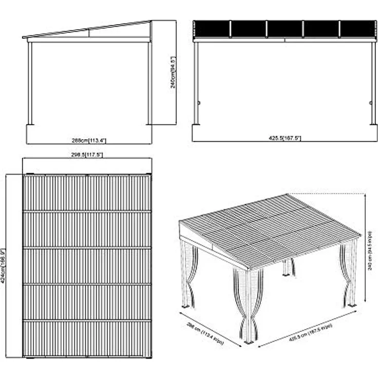Sojag Aluminium Terrassenüberdachung Portland 1014 | Anthrazit | 288x426x240 cm – Bild 5