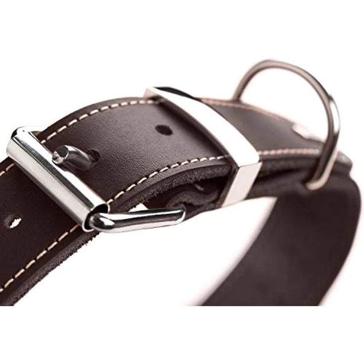HUNTER Hundehalsband Aalborg Special, Dunkelbraun, stark gefettetes Leder, robust & strapazierfähig, 61-71 cm Halsumfang, Made in Germany – Bild 4