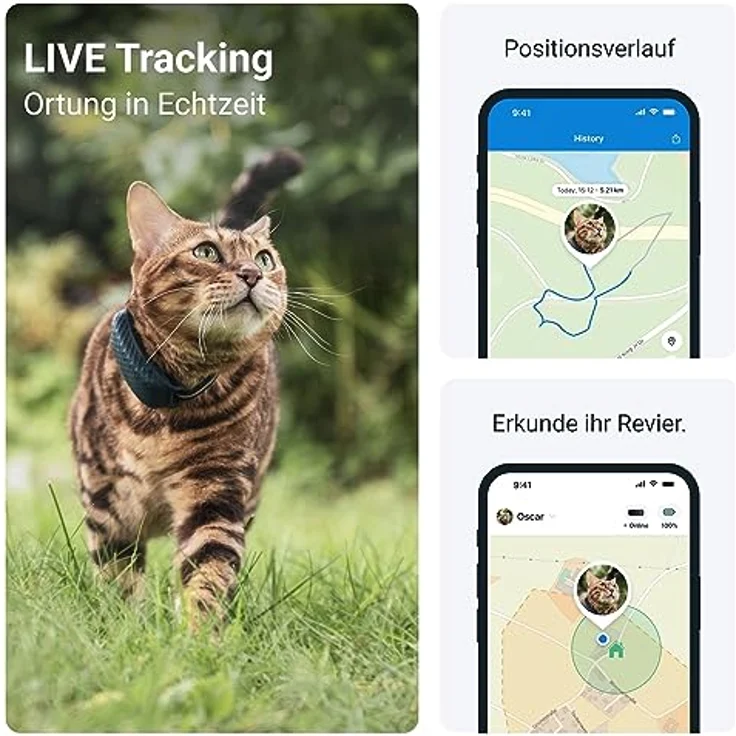 Tractive GPS Tracker Katze | Ortung rund um die Uhr & Revier-Funktion | Weglaufalarm | Unbegrenzte Reichweite (Blau) - Preisvergleich – Bild 2