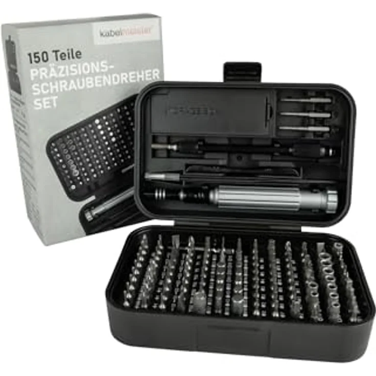 Kabelmeister Präzisions-Schraubendreher-Set, 150 Teile, Chrom-Vanadium-Stahl, inkl. 117 C4 und 3 C3 Bits, kompakte Aufbewahrung – Bild 2