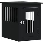 vidaXL Hundekäfig im Möbelstil, Abschließbar Hundebox mit Tür, Hundehütte Beistelltisch mit 2-in-1-Funktion, Hundehaus Haustierkäfig, Schwarz 45x62x59 cm Holzwerkstoff