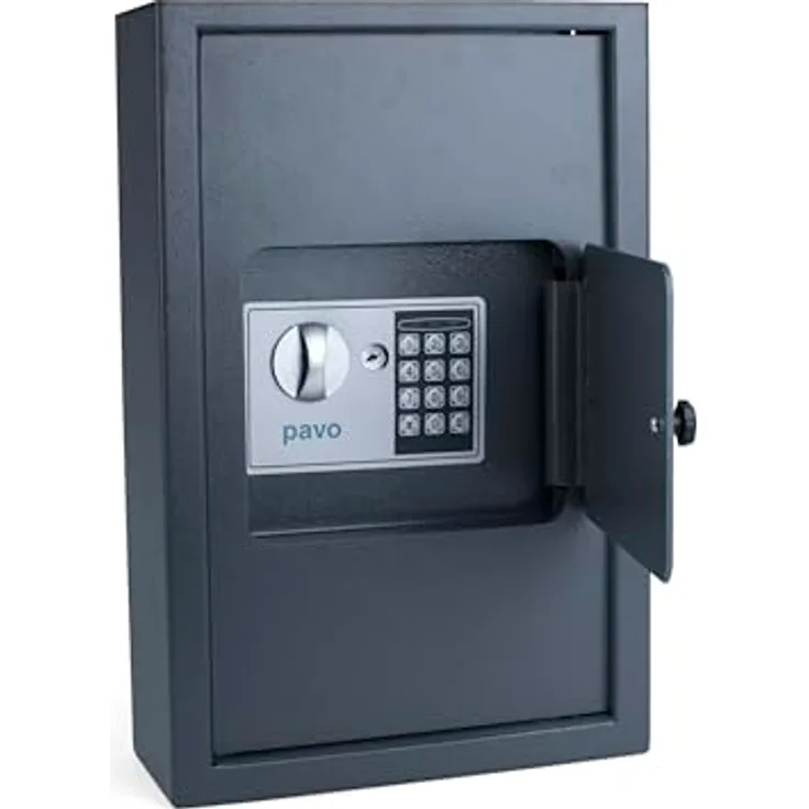 PAVO Robuster Outdoor-Schlüsselschrank 50 Schlüssel, Hochsicherheits-Elektronikschloss, grau, wasserdicht