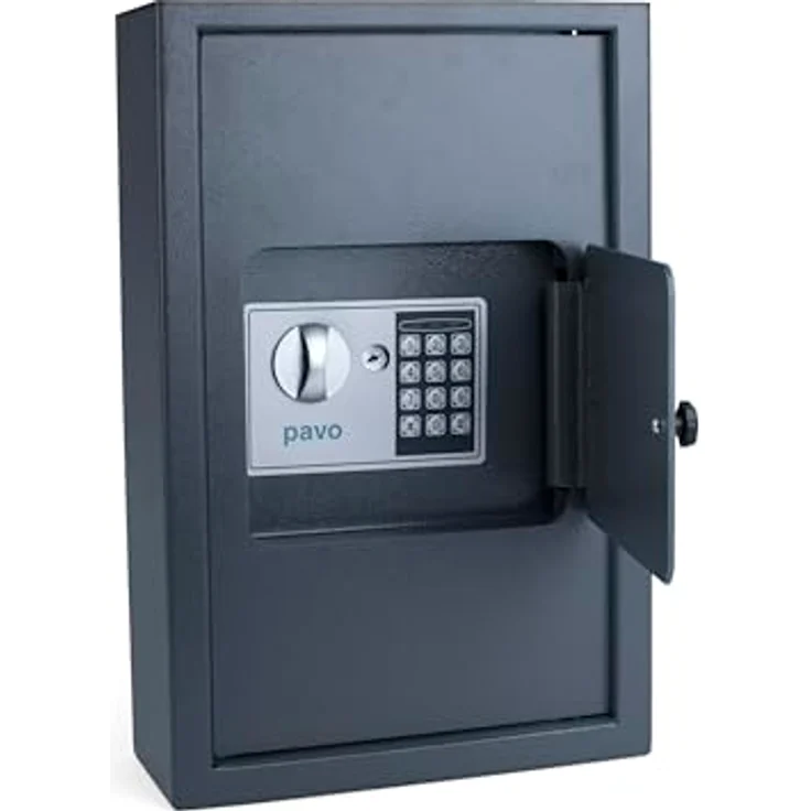 PAVO Robuster Outdoor-Schlüsselschrank 50 Schlüssel, Hochsicherheits-Elektronikschloss, grau, wasserdicht – Bild 1