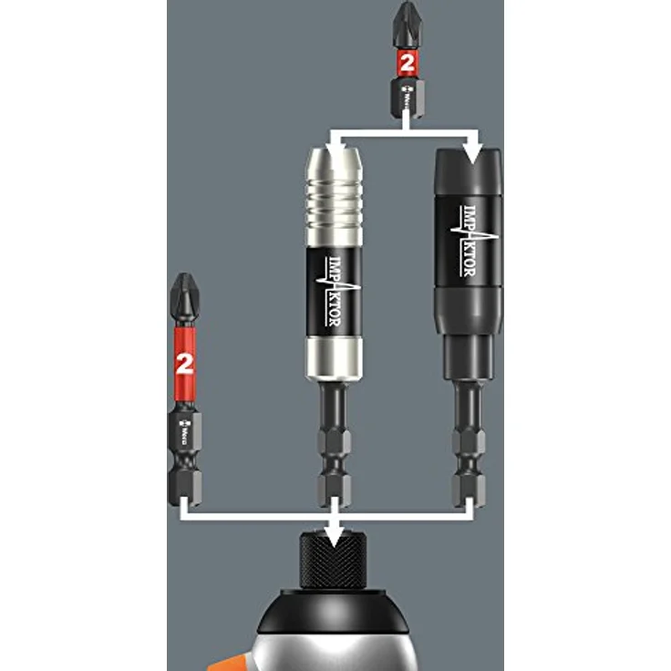 Wera 897/4 Impaktor 05057675001, Impaktor Halter mit Sprengring und Magnet, 75mm, für 1/4" Außensechskantantrieb – Bild 5