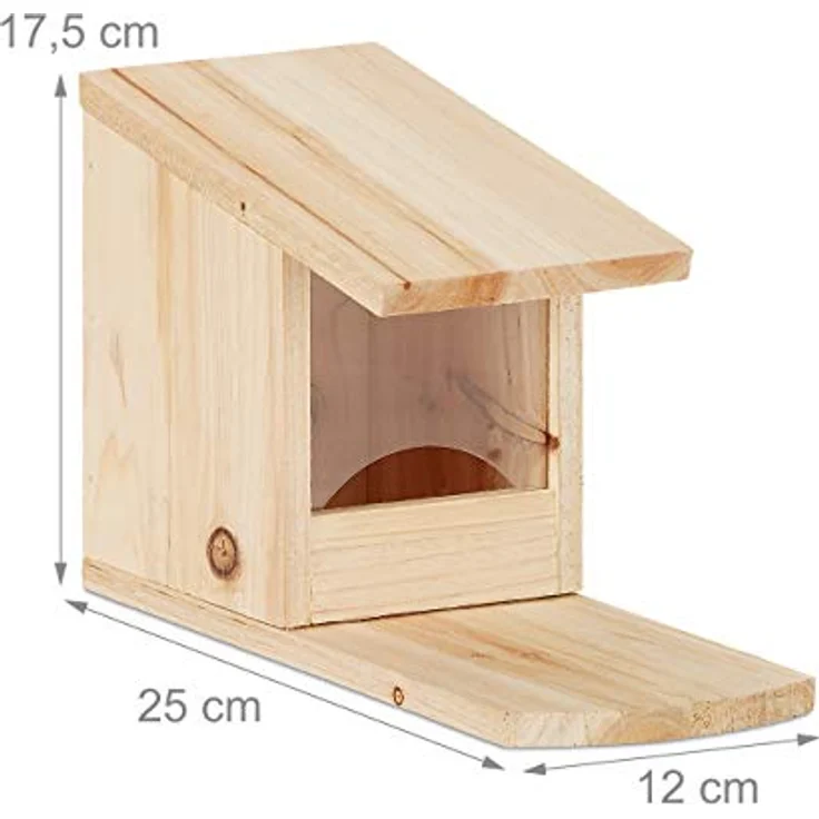 Relaxdays Eichhörnchen Futterhaus zum Stellen, Überwinterungshilfe aus Tannenholz, H x B x T: 17,5 x 12 x 25 cm, natur – Bild 4