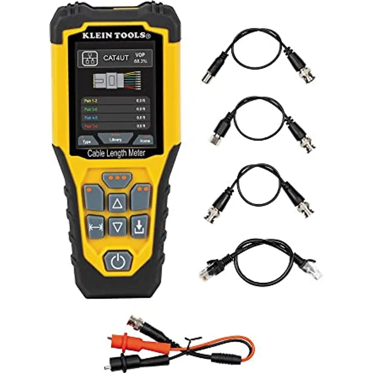 Klein Tools 501-915 Kabeltester TDR Kabellängenmesser misst Elektro-, Daten-, Zwei-Draht- und Romex-Kabel, inklusive Leitungen, Tragetasche