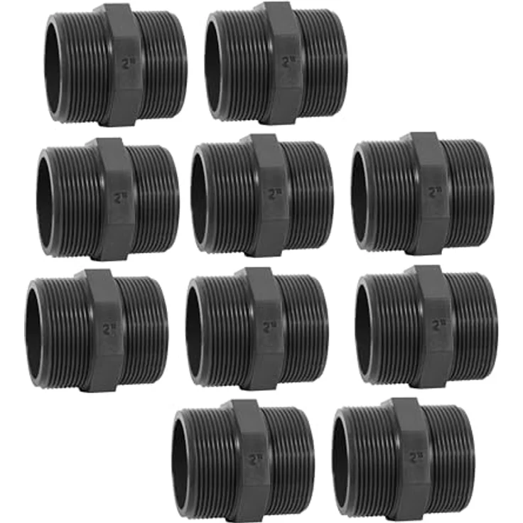 HAF 10x PVC Fittings Doppelnippel 2" | Außengewinde x Außengewinde | Grauer PVC Verbindungsstück | PN16 für Druck- und Saugleitungen – Bild 1