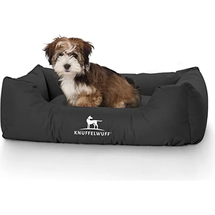 Knuffelwuff Hundebett Finlay aus Nylongewebe M-L 85 x 63cm Schwarz – Bild 1
