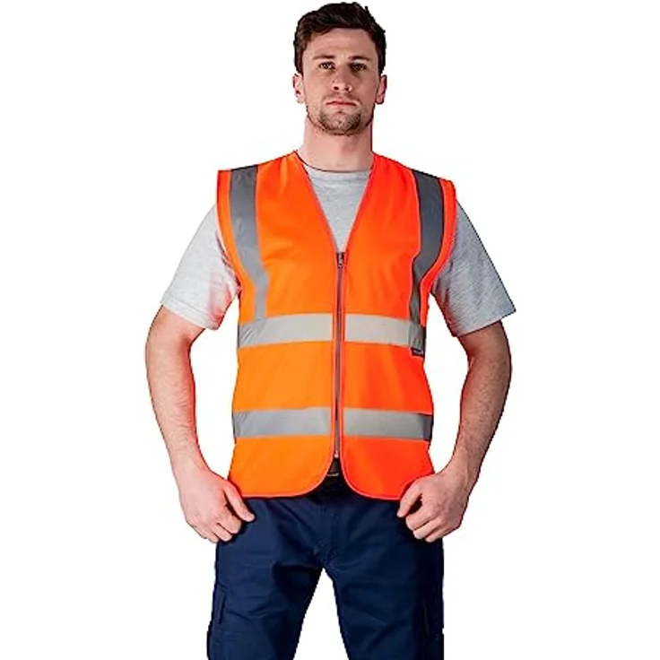 Portwest C375ORRL Warnweste mit Reißverschluss, Größe L, Orange – Bild 3