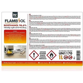 FLAMBIOL® Bioethanol 6 X 1 Liter – Geruchs- & Rauchlos, 100% Bio Alkohol Für Ethanol Kamine