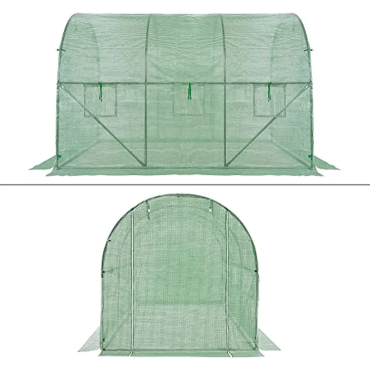 ECD Germany Gewächshaus Ersatzabdeckung 300x200x200 cm 6m² Grün, Reißverschluss, Tür, 6 Fenstern, Reißfeste Ersatzfolie Gewächshausfolie Gartenfolie Foliengewächshaus Treibhaus Gartentunnel Frühbeet – Bild 2