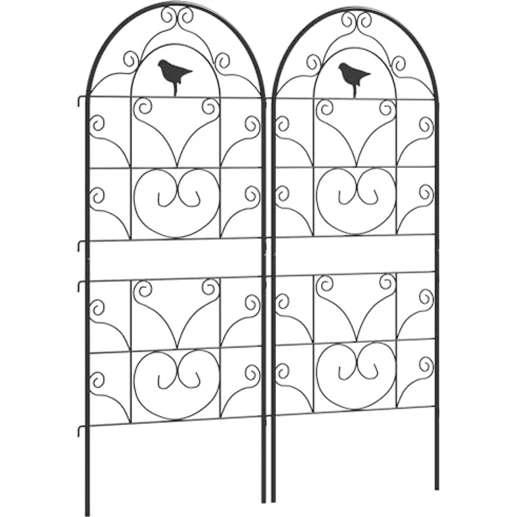 Outsunny Rankhilfe 2er Set, Rostfreies Metallspalier mit Vogeldesign, 50x120 cm für Kletterpflanzen, Schwarz – Bild 1
