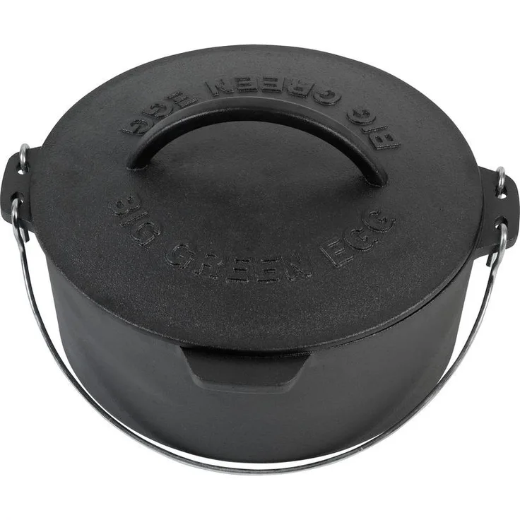 Big Green Egg Gusseisener Dutch Oven, Multifunktionaler Kochtopf für Grill und Ofen, schwarz