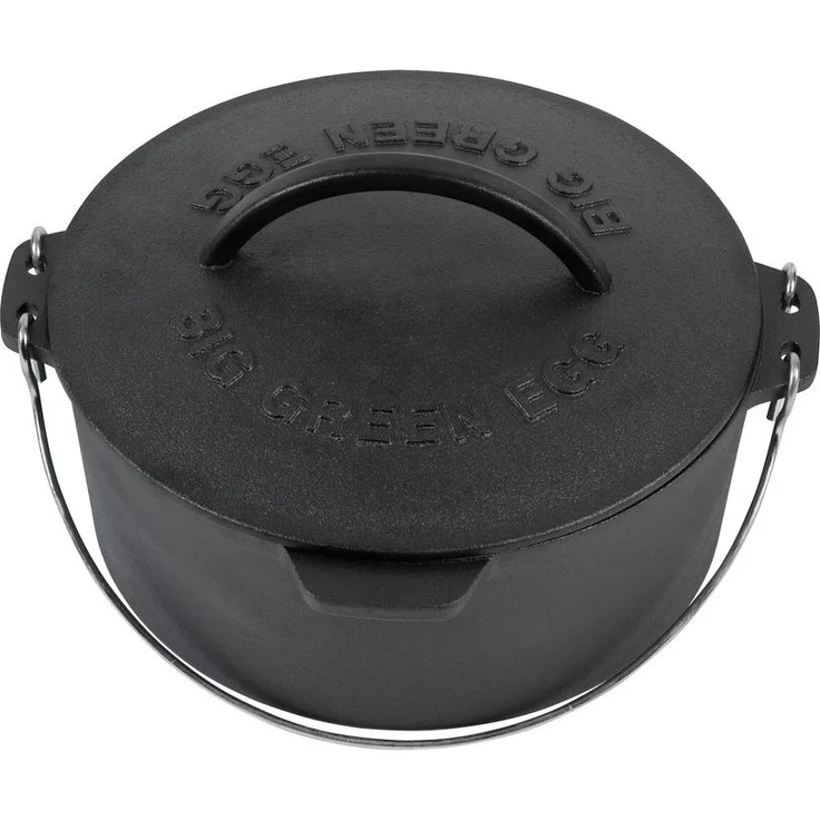 Big Green Egg Gusseisener Dutch Oven, Multifunktionaler Kochtopf für Grill und Ofen, schwarz