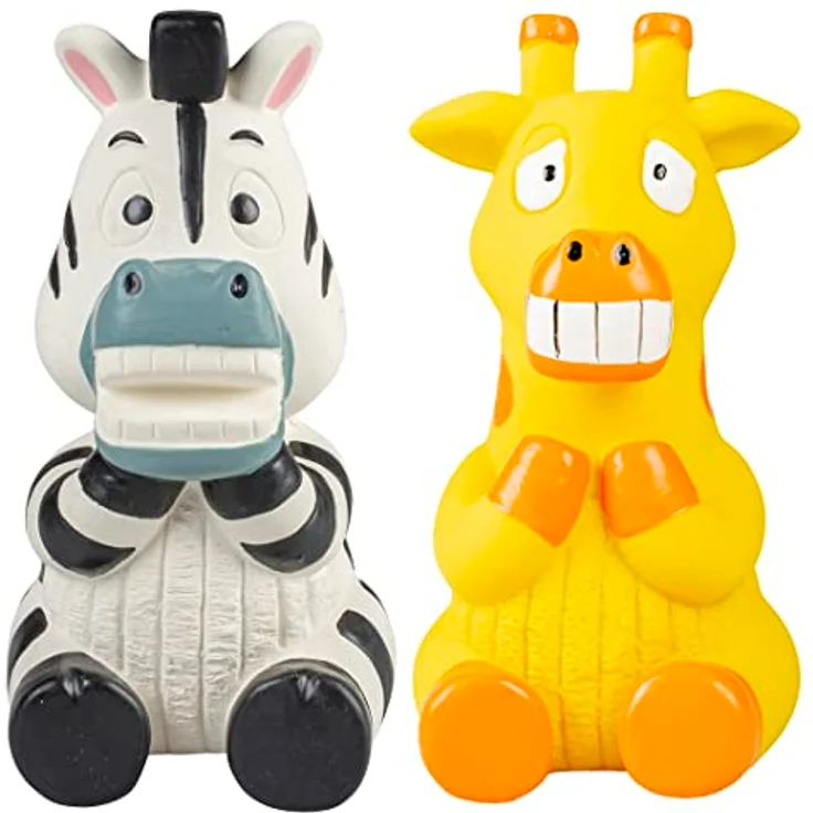 duvoplus, Zebra/Giraffe sitzend aus Latex, 7,5 x 8 x 15 cm, Spielzeug, Hund