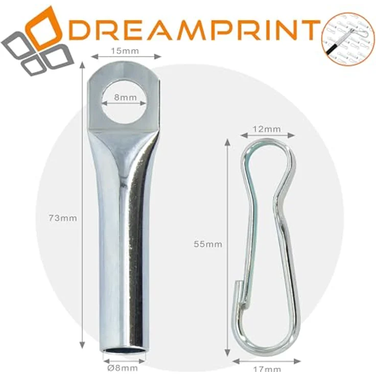 Dreamprint 30x Seilendverschluss mit Simplexhaken, verzinkt, für 8 mm Gummiseil, langlebig und vielseitig einsetzbar – Bild 2