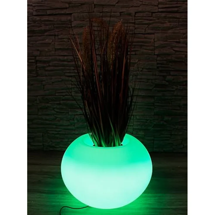 Arnusa Moderner runder beleuchteter Blumenkübel 35x24 cm Pflanzgefäß PL405S Blumentopf LED RGB mit Akku und Netzteil Indoor Outdoor, 16 Leuchtfarben, 4 Farbwechselprogramme – Bild 4