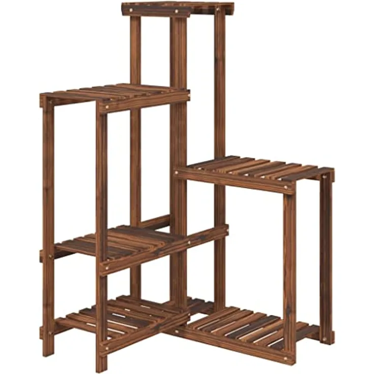 vidaXL Blumenständer, Pflanzständer 62,5x61,5x101,5 cm Massivholz Tanne, Karbonisiertes Braun, robust und wetterbeständig