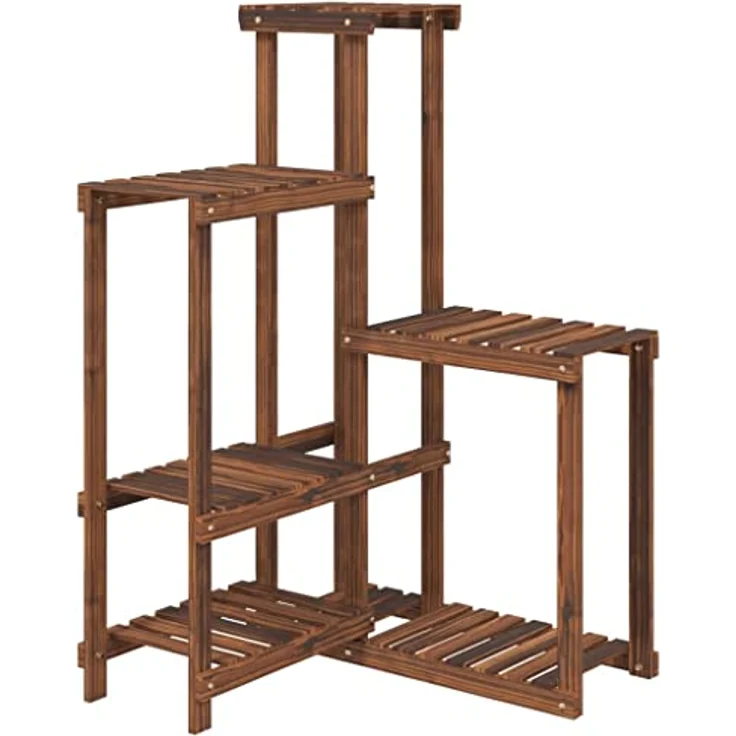 vidaXL Blumenständer, Pflanzständer 62,5x61,5x101,5 cm Massivholz Tanne, Karbonisiertes Braun, robust und wetterbeständig – Bild 1