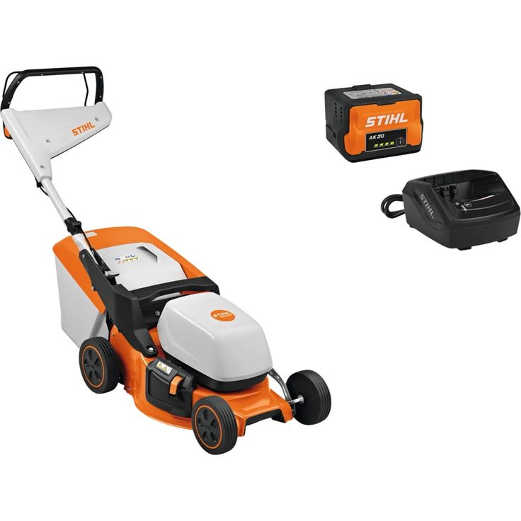 Stihl Akku-Rasenmäher RMA 243, 41 cm Schnittbreite mit Akku AK 20 und Ladegerät AL 101, geräuscharm und höhenverstellbar