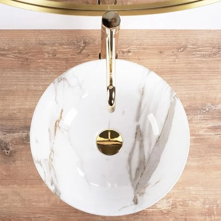 Rea REA-U9088 STELLA SHINY AIAX Aufsatzwaschbecken, Stone - Arbeitsplatten Waschbecken (355mm x 355mm x 135mm), ohne Überlauföffnung – Bild 4