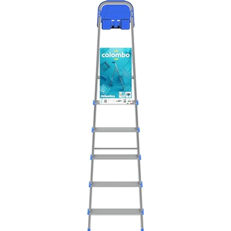 COLOMBO NEWSCAL Atlantica 6 Aluminium Trittleiter, rutschfeste Stufen, maximale Stabilität, blau, TÜV-GS-zertifiziert – Bild 3