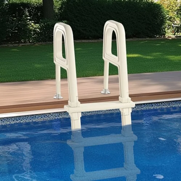 VEVOR Poolleiter U10, 5 Stufen, 75° Neigung, 136 kg Tragkraft, Milchweiß, für 122-137 cm große Einbau- und Aufstellbecken – Bild 8